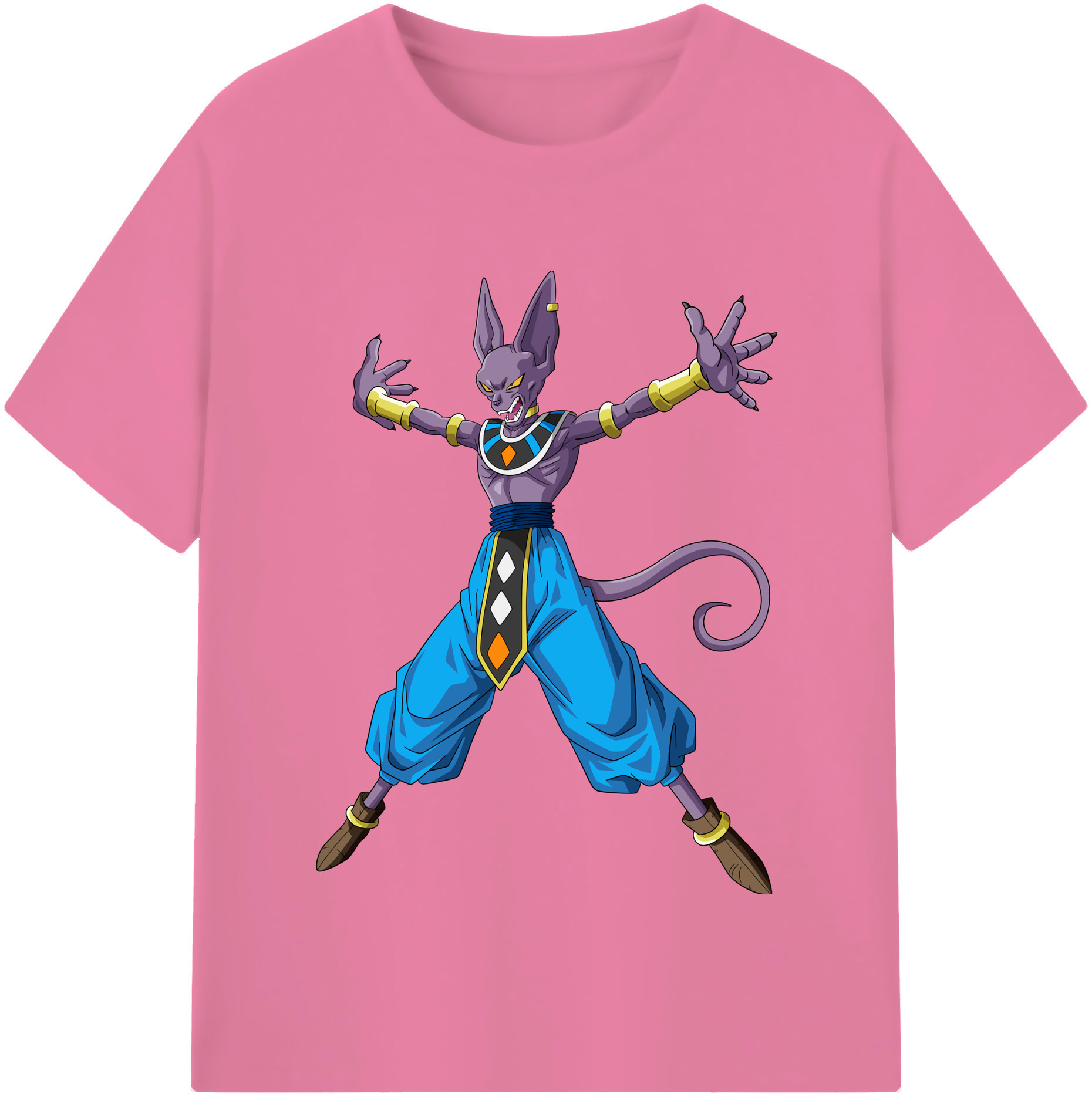 （画像用） ドラゴンボール ビルス 破壊神ビルス DRAGON BALL Beerus Birusu 綿100％半袖Tシャツ（フロントプリント）